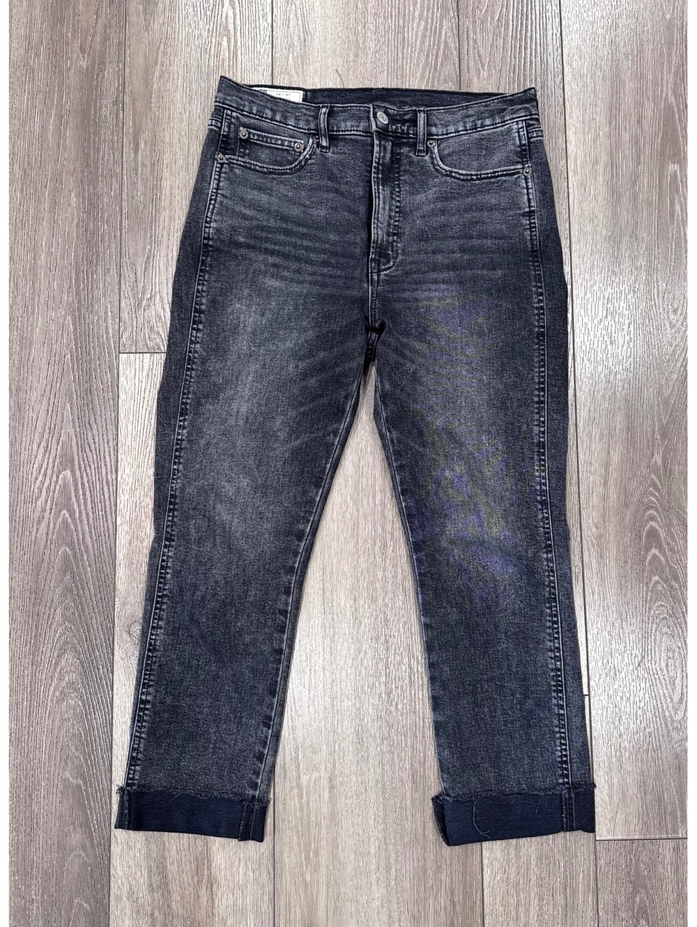 GAP Denim Cigarette High Rise Jeans Size 28 6R Black Wash